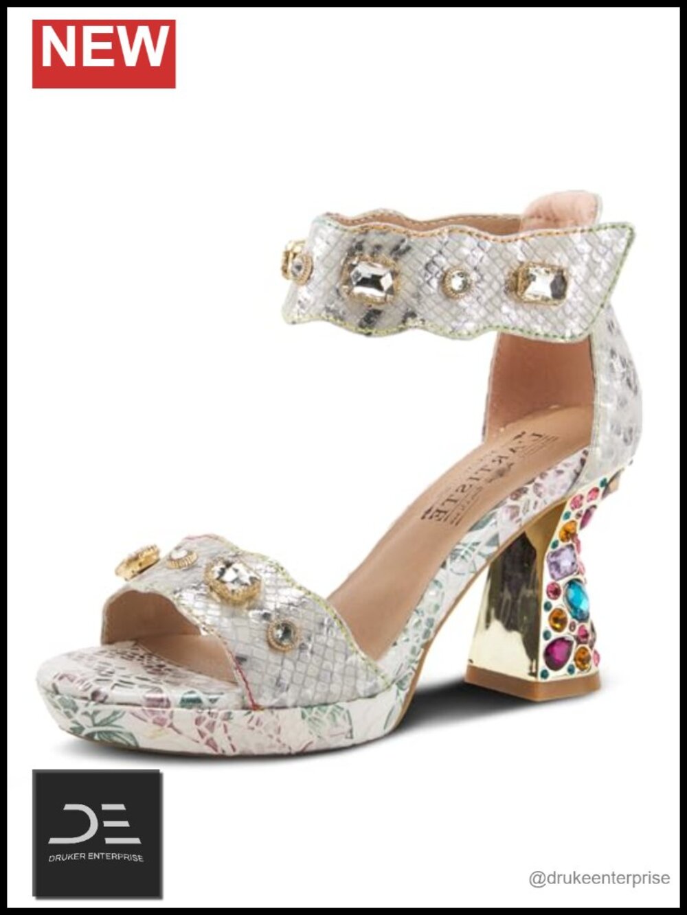 L'Artiste Jewell Crystal Heeled Sandals Leather